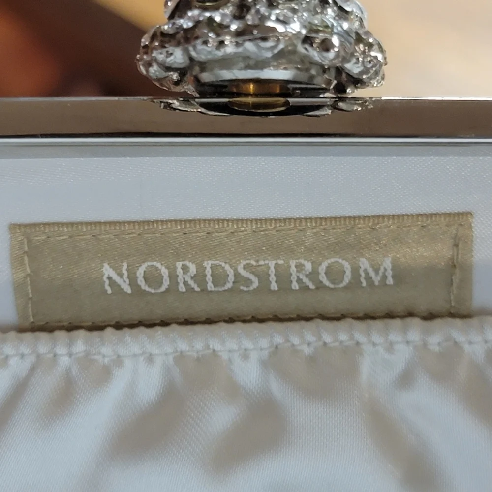 Elegant Bridal/Formal Nordstrom Satin Ivory Small Clutch Bag + Matching Hairpins